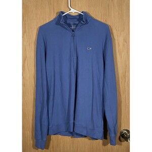 Vineyard Vines 1/4 Zip Pullover Blue Long Sleeve Logo Preppy Cotton Women's Lg